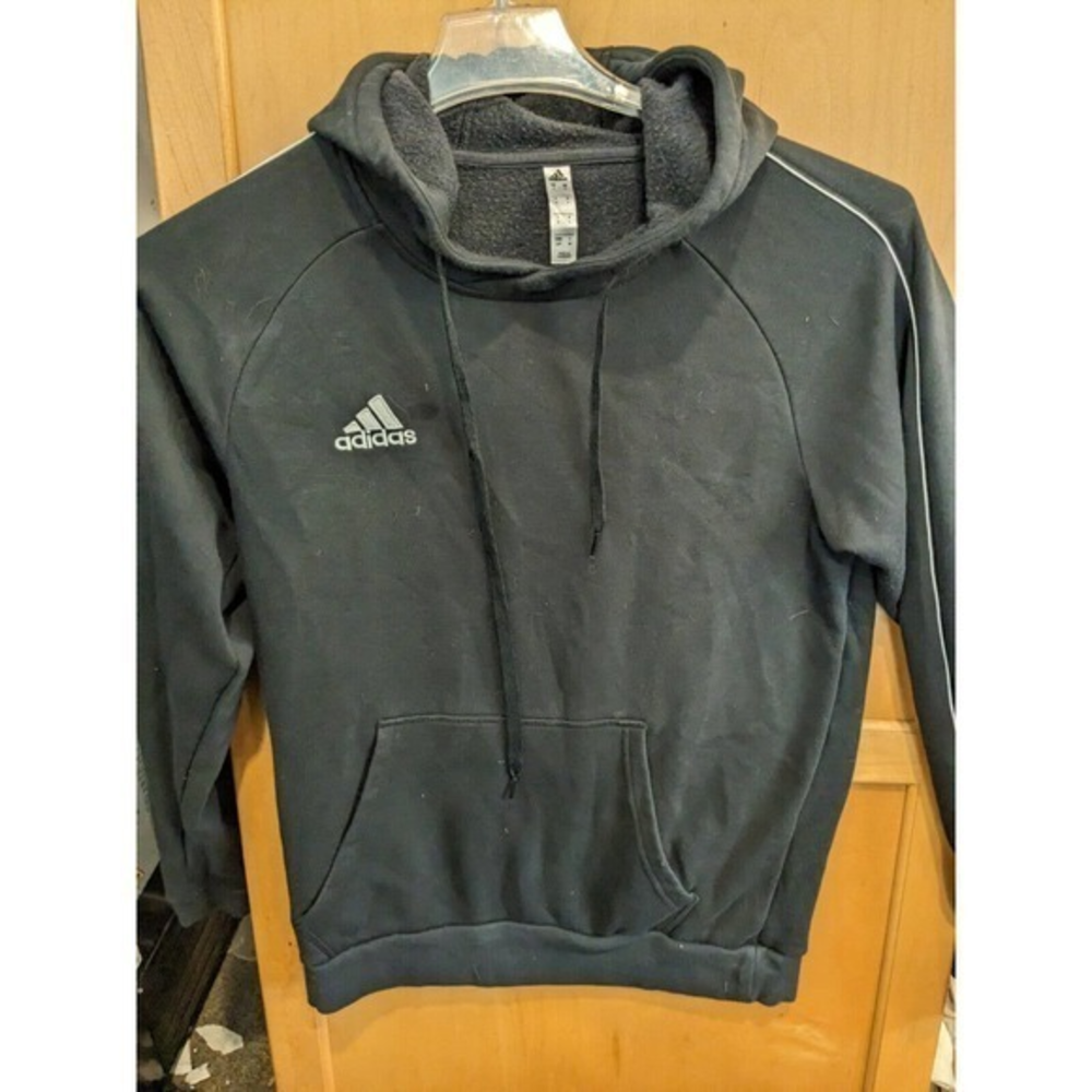 Adidas Hoodie Mens Small Black White Sport Essentials Striped Sweatshirt
